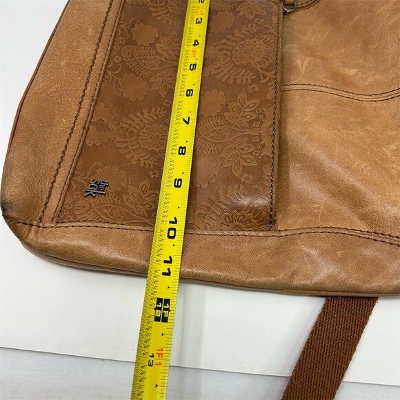 The Sak Lucia Crossbody Bag Womens Medium Tobacco Brown Floral Embossed Leather - Picture 11 of 11